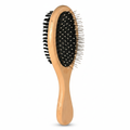 Wooden double-sided grooming brush for dogs and cats