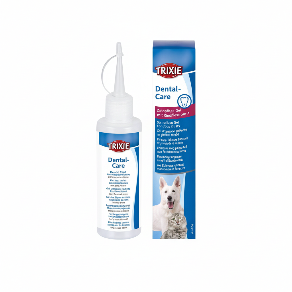 Trixie Dental-Care gel tube and box white background product photo