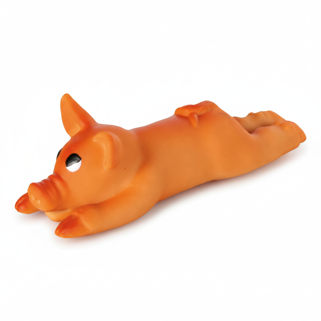 Orange latex pig toy