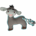 Plush donkey dog toy with rope tail