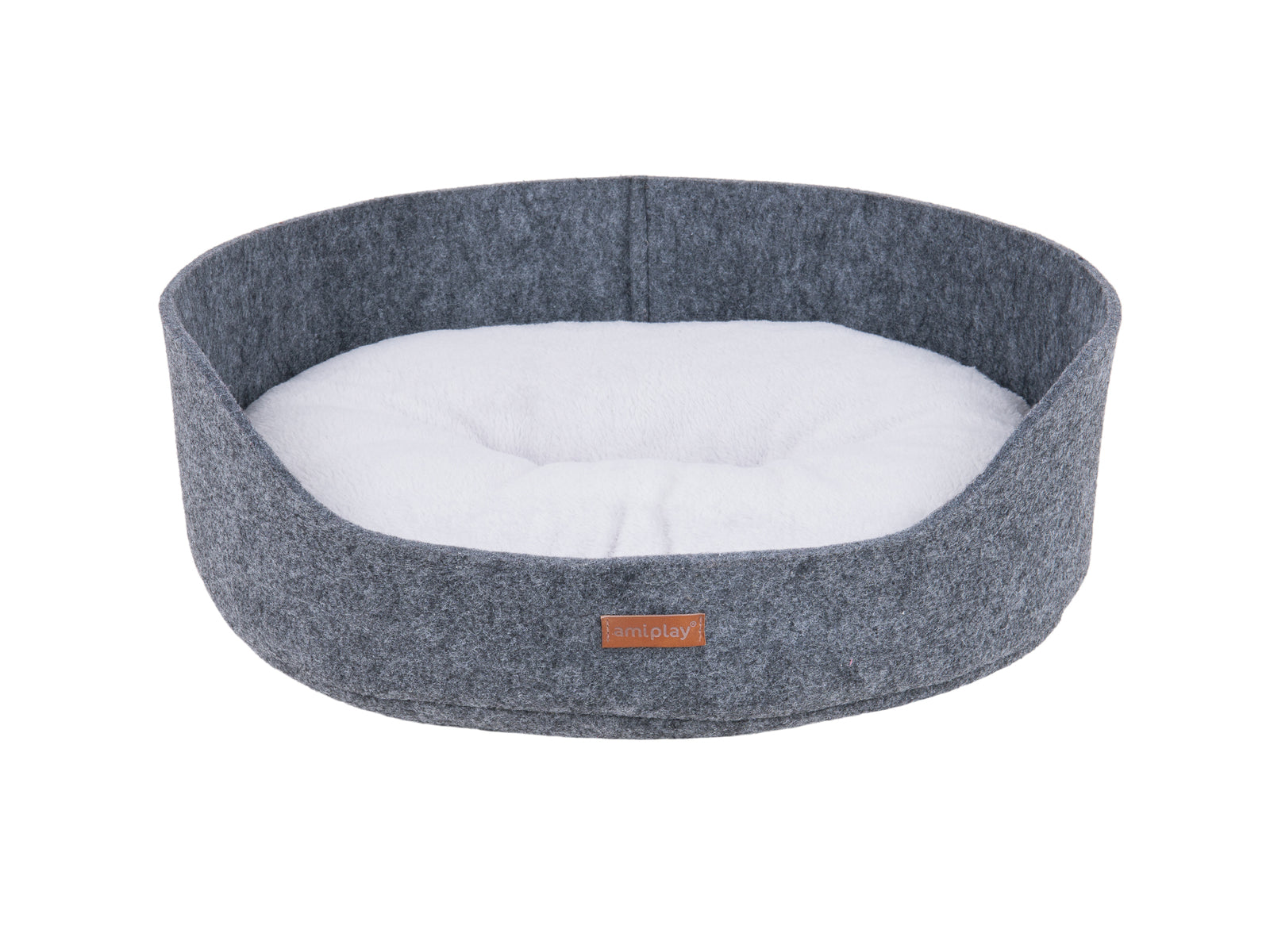 AMIPLAY Legowisko Owalne 2w1 Hygge Szare M