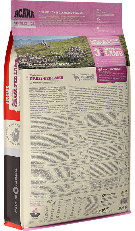 Acana Singles Grass-Fed Lamb Pełnoporcjowa karma bezzbożowa dla psów monobiałkowa Jagnięcina 6kg