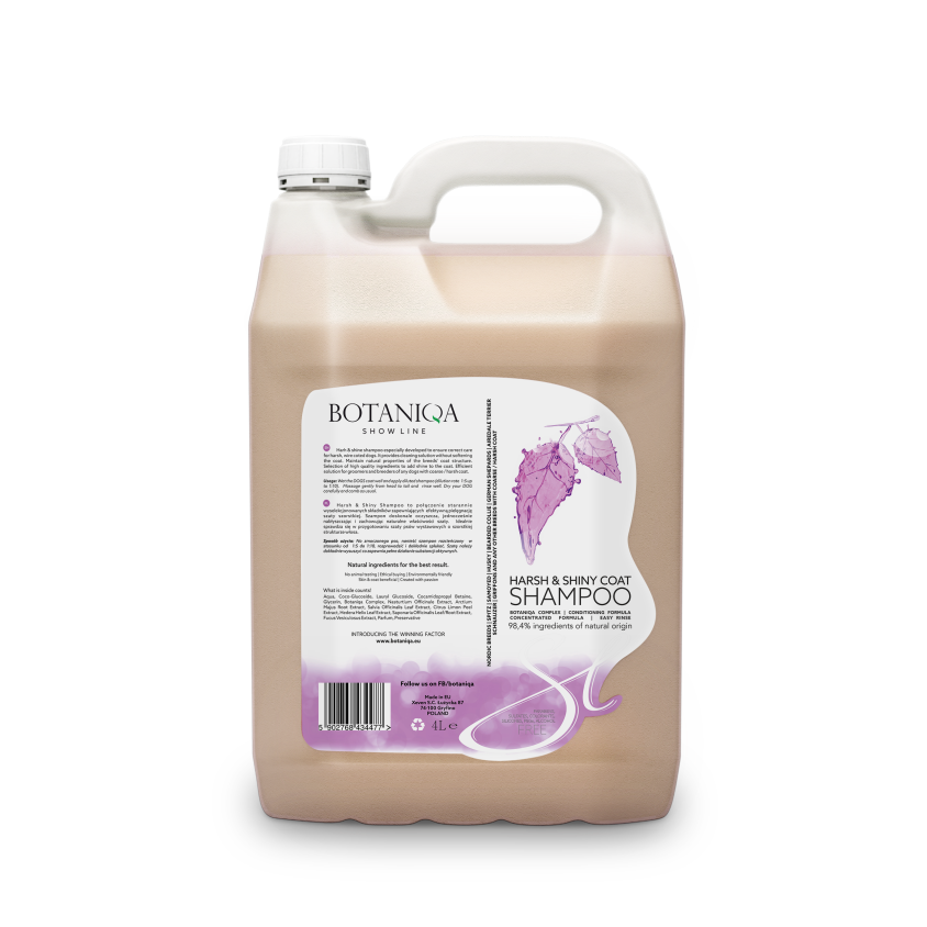 BOTANIQA Harsh & Shiny Coat Shampoo Szampon Dla Psów Szorstkowłosych 4l