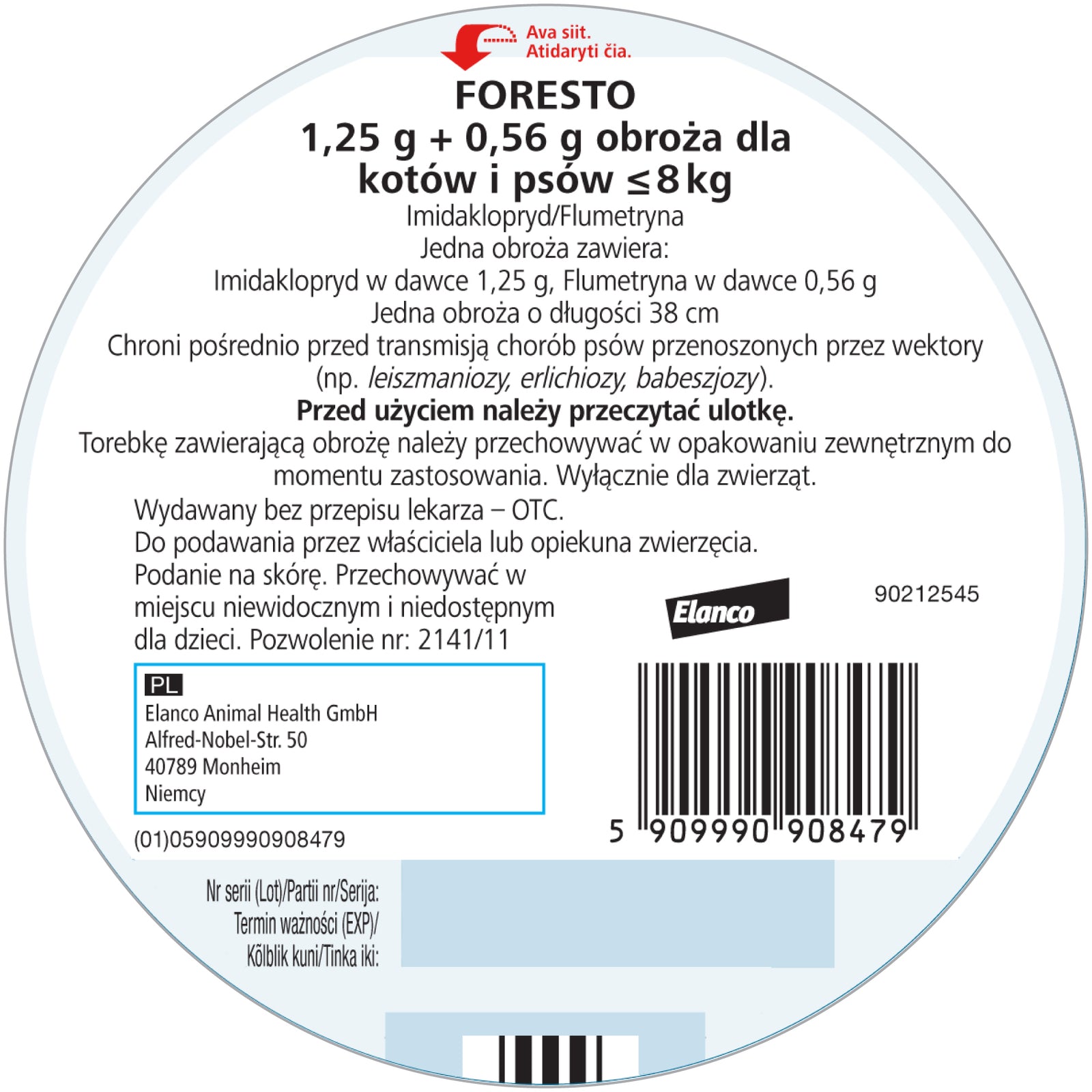 Obroża dla małych psów Bayer Foresto 38cm