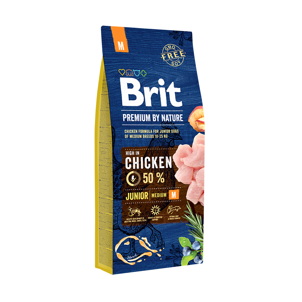 Brit Premium By Nature Junior M Z Kurczakiem 15kg