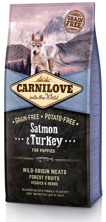 Carnilove Salmon & Turkey Pełnoporcjowa karma bezzbożowa dla szczeniąt Łosoś z indykiem 12kg