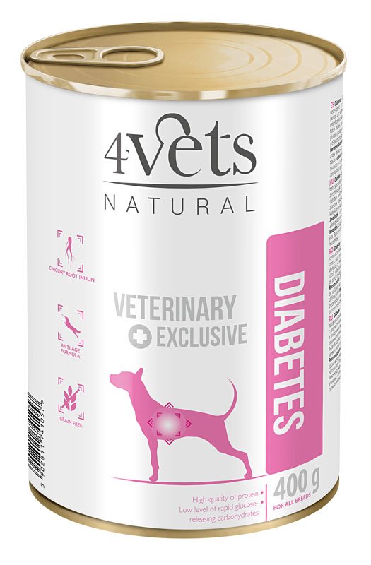 Dolina Noteci 4Vets Dog Diabetes Specjalistyczna karma weterynaryjna dla psów z cukrzycą 400g (puszka)