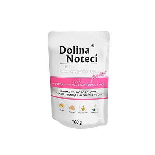 Dolina Noteci Premium Dla Psów Małych Ras Junior Bogata W Serca Z Indyka I Wątróbkę Z Gęsi 100g