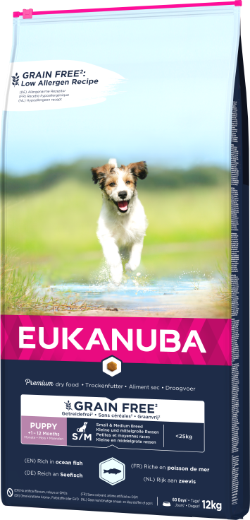 Eukanuba Puppy&Junior Small/Medium Grain Free Łosoś 12kg