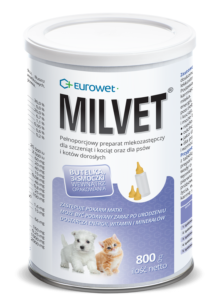 Eurowet Milvet Mleko Zastępcze Dla Szczeniąt I Kociąt 800g