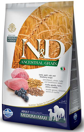 Farmina N&D Ancestral Grain Canine Adult Medium&Maxi Lamb&Blueberry 12kg
