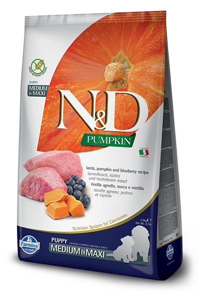 Farmina N&D Pumpkin Grain Free Canine Puppy Medium&Maxi Lamb&Blueberry 2,5kg