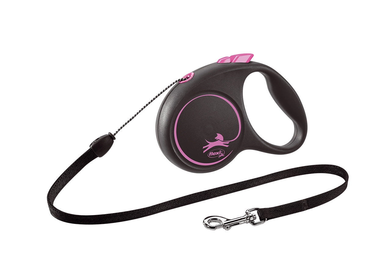 Flexi Smycz Black Design M Linka 5m Do 25kg Różowa