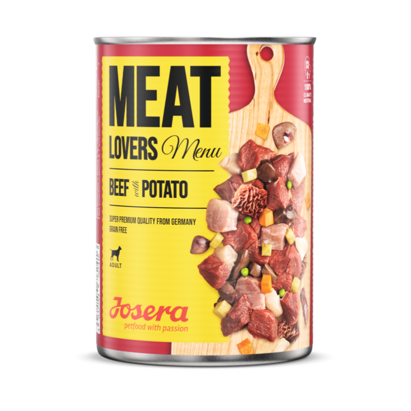 Josera Meat Lovers Menu Pełnoporcjowa karma bezzbożowa dla psów Wołowina z ziemniakami 800g (puszka)