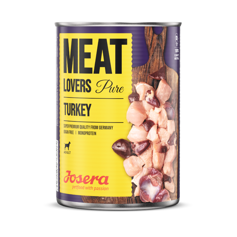 Josera Meat Lovers Pure Pełnoporcjowa karma bezzbożowa dla psów Indyk 800g (puszka)