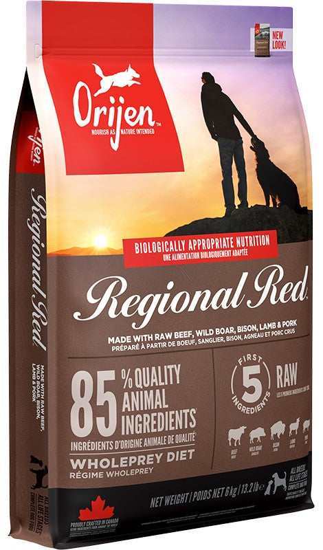 Orijen Regional Red Dog Pełnoporcjowa karma bezzbożowa dla dorosłych psów Wołowina z dziczyzną i rybą 6kg