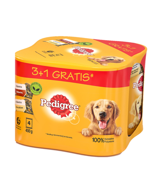 Pedigree Adult 3+1 Puszka Mokra Karma Dla Psów W Galaretce (2x Z Kurczakiem, 2x Z Wołowiną) 4x400g