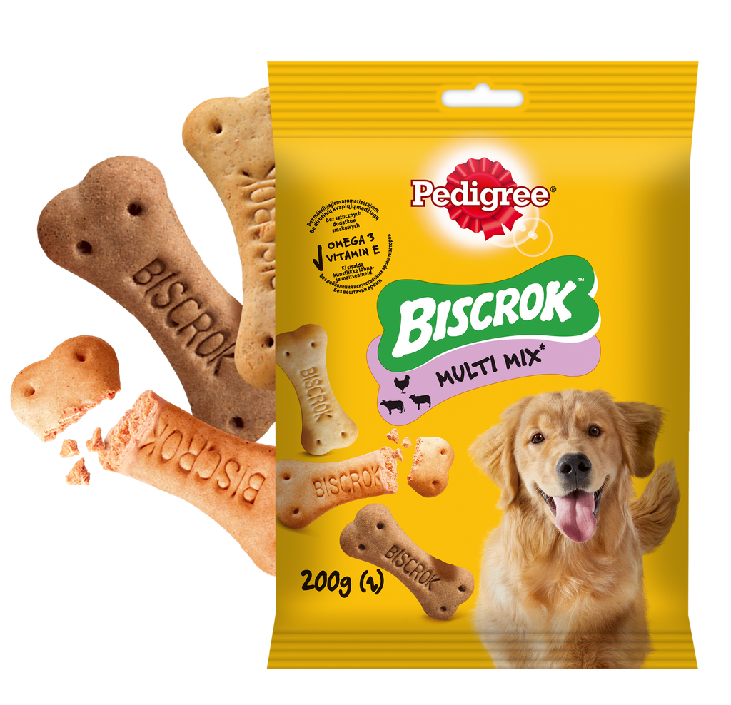 Pedigree Biscrok Ciasteczka Dla Dorosłych Psów W Kształcie Kostek Z Jagnięciną, Kurczakiem I Wołowiną 200g