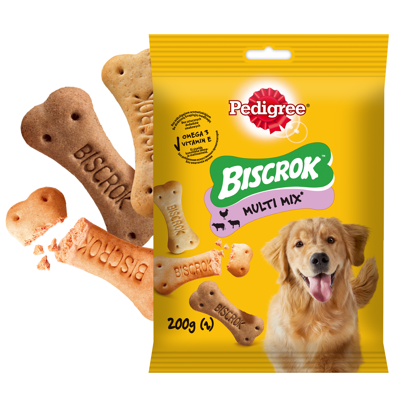Pedigree Biscrok Ciasteczka Dla Dorosłych Psów W Kształcie Kostek Z Jagnięciną, Kurczakiem I Wołowiną 200g