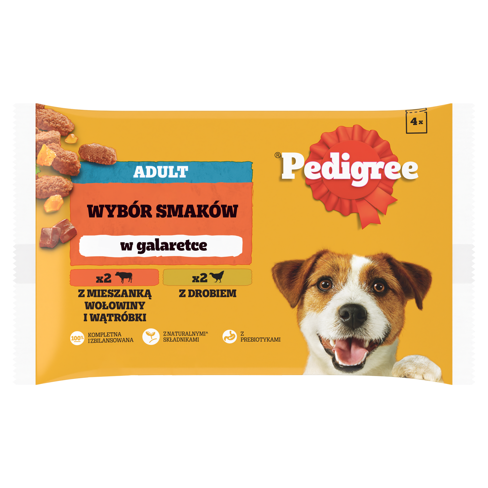 Pedigree Mokra Karma Dla Dorosłych Psów W Galaretce (Z Wołowiną, Z Drobiem) 4x100g