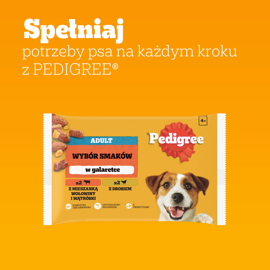Pedigree Mokra Karma Dla Dorosłych Psów W Galaretce (Z Wołowiną, Z Drobiem) 4x100g