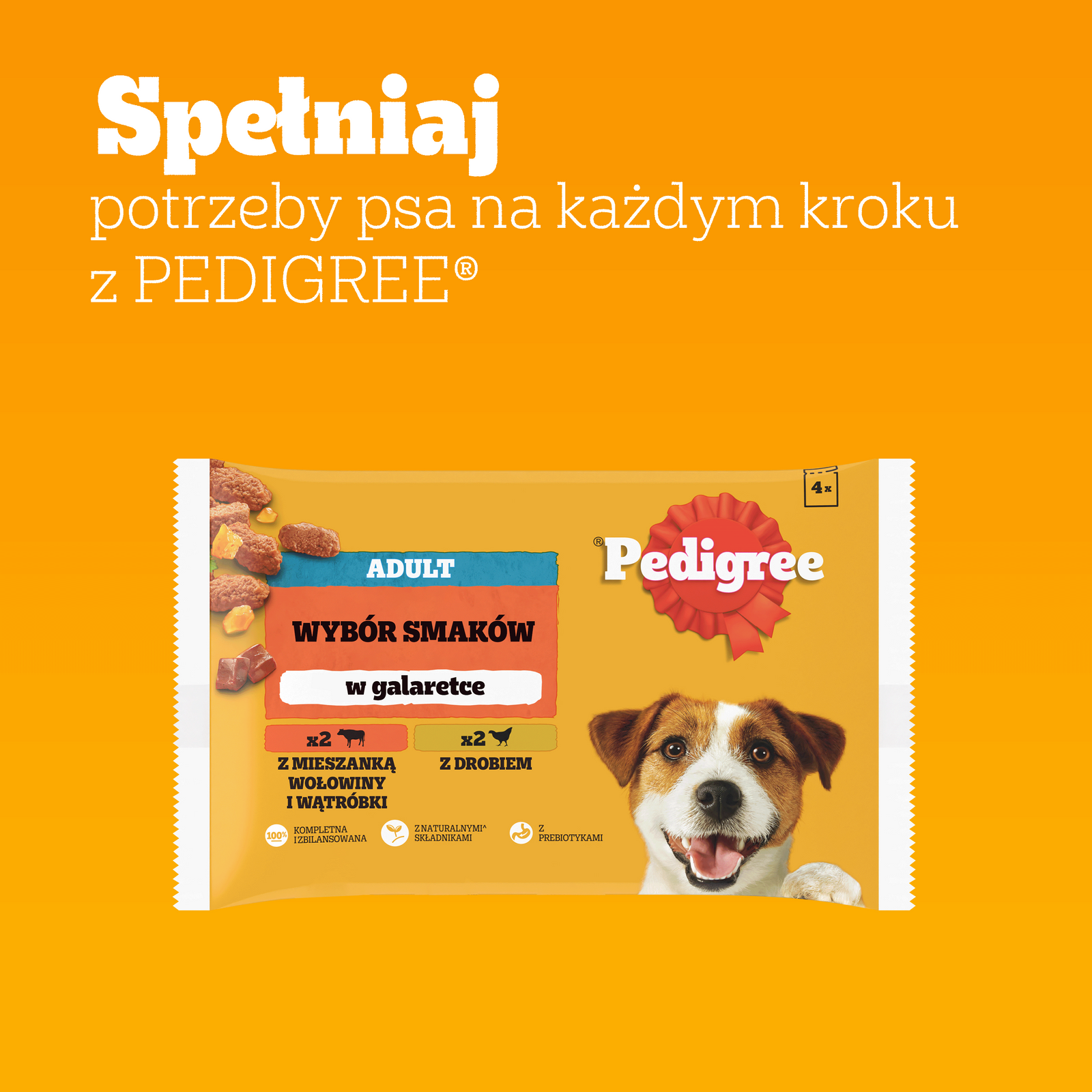 Pedigree Mokra Karma Dla Dorosłych Psów W Galaretce (Z Wołowiną, Z Drobiem) 4x100g