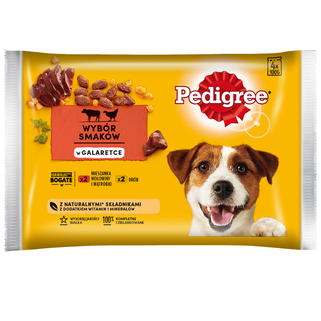 Pedigree Mokra Karma Dla Dorosłych Psów W Galaretce (Z Wołowiną, Z Drobiem) 4x100g