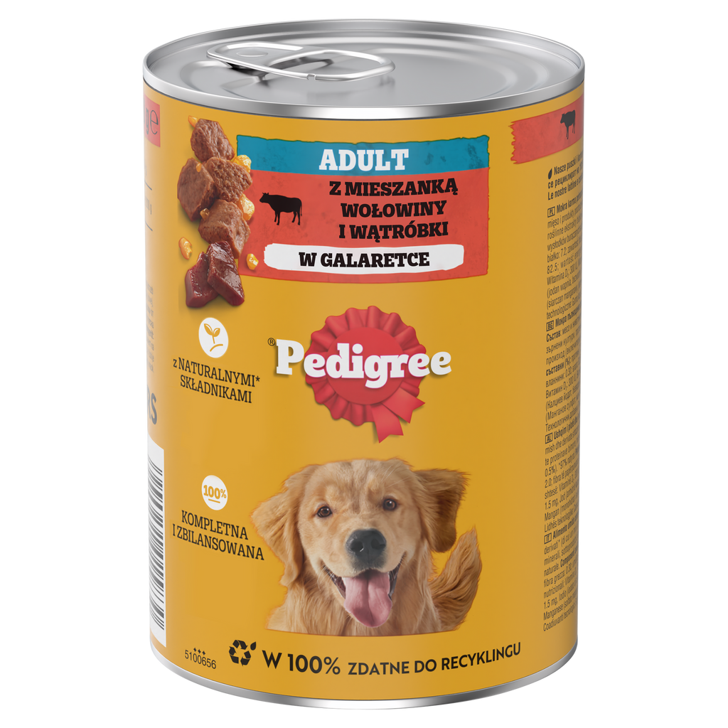 Pedigree Mokra Karma Dla Dorosłych Psów Z Wołowiną W Galarecie Puszka 400g