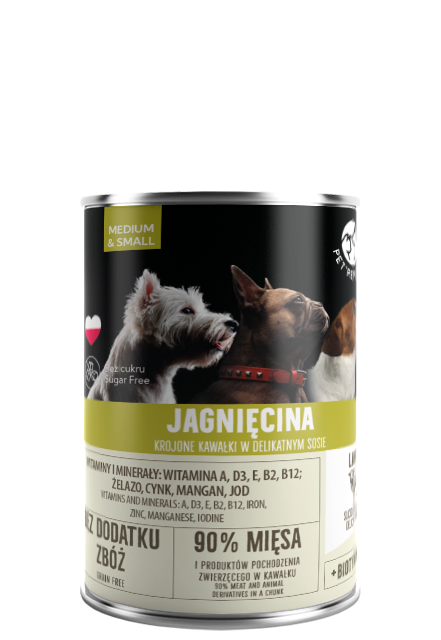 PetRepublic pełnoporcjowa mokra karma dla psów Jagnięcina w sosie 400g (kawałki)