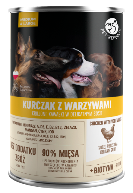 PetRepublic Kurczak Z Warzywami Krojone Kawałki W Delikatnym Sosie 1250g
