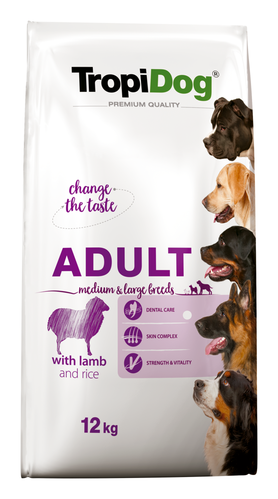 Tropidog Premium Adult Medium & Large Breed Jagnięcina Z Ryżem 12kg