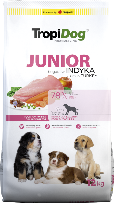 Tropidog Premium Junior Indyk Z Ryżem 12kg