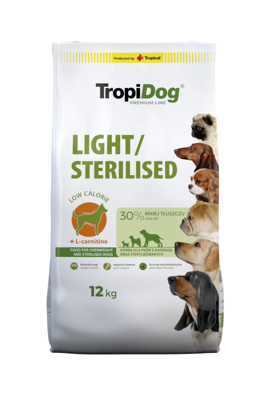 Tropidog Premium Light Sterilised Kurczak Z Ryżem 12kg