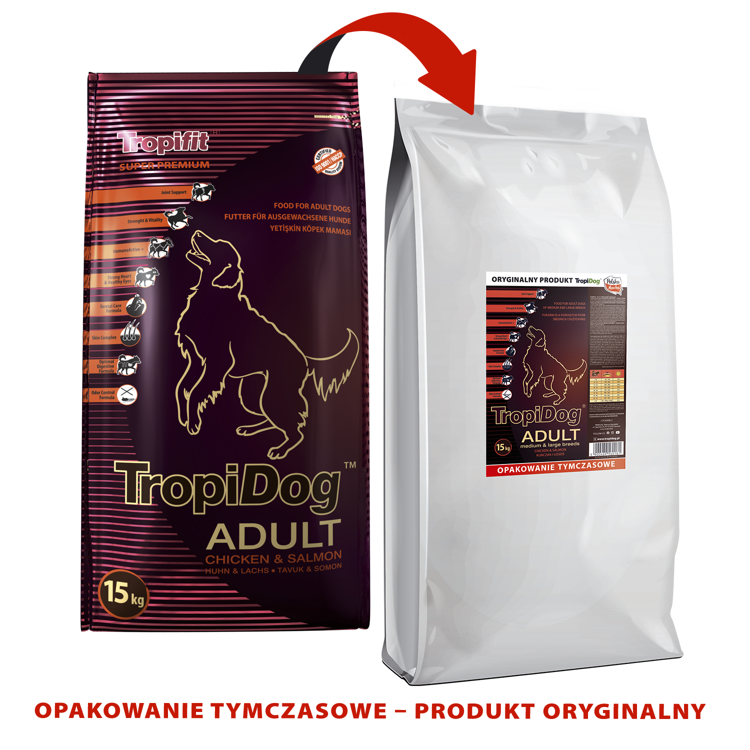 Tropidog Super Premium Adult Medium & Large Breed Kurczak I Łosoś 15kg