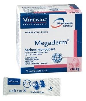 VIRBAC Megaderm 28x4 ml suplement diety dla psów do 10kg na problemy skórne